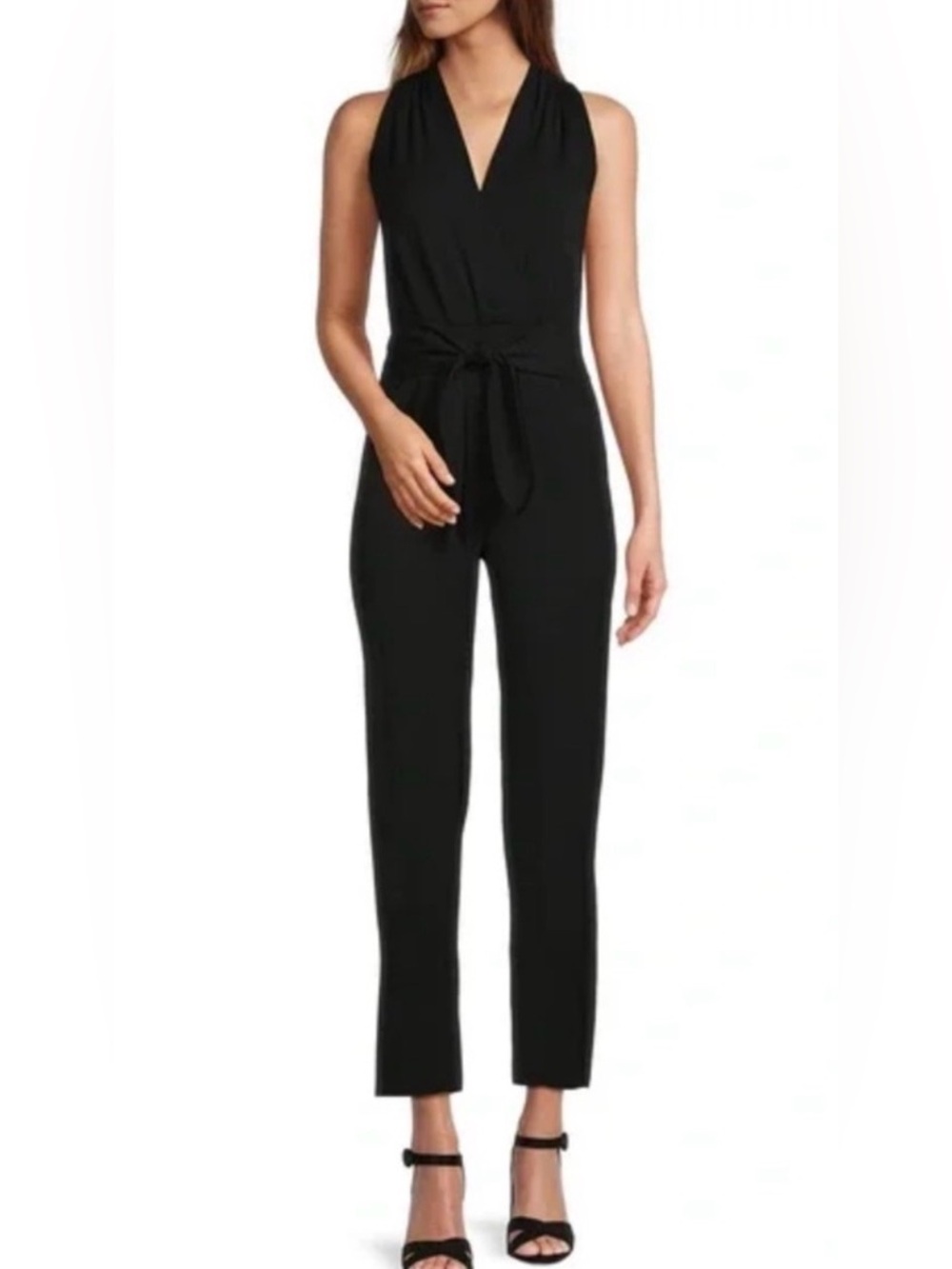 Antonio Melani Sleeveless Black Jumpsuit with Tie Waist